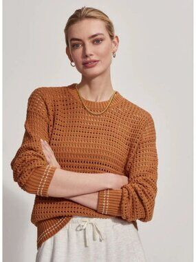 Varley Fox Knit Crew Sweater Almond Size Small